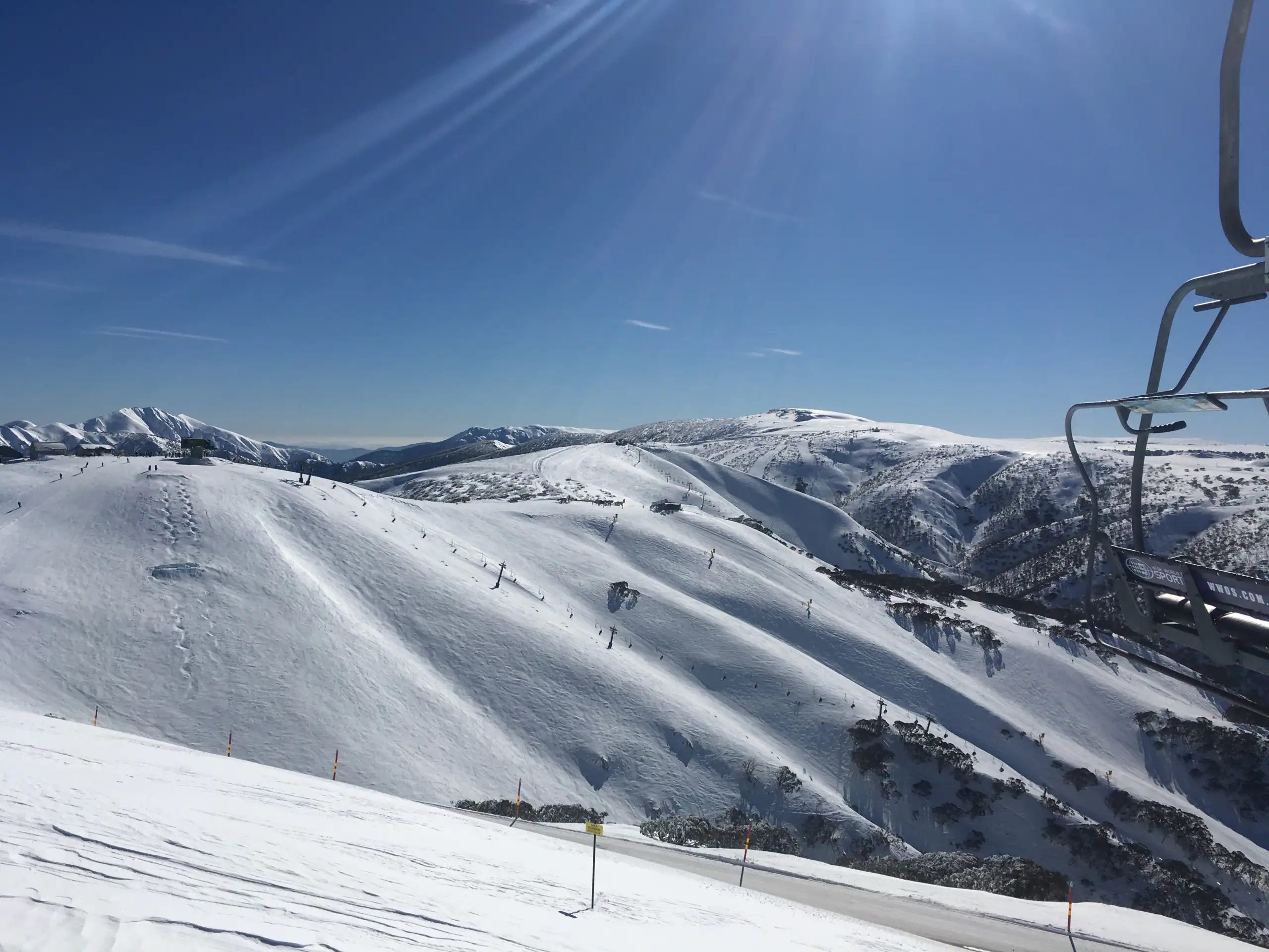 Looking across the slopes of Mt Hotham on a sunny bluebird day.