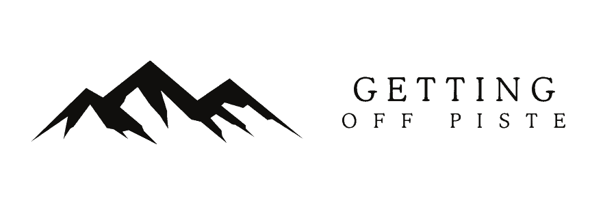 Getting Off Piste Horizontal Logo - Three Black and White mountain peaks with the text 'Getting Off Piste' to the right