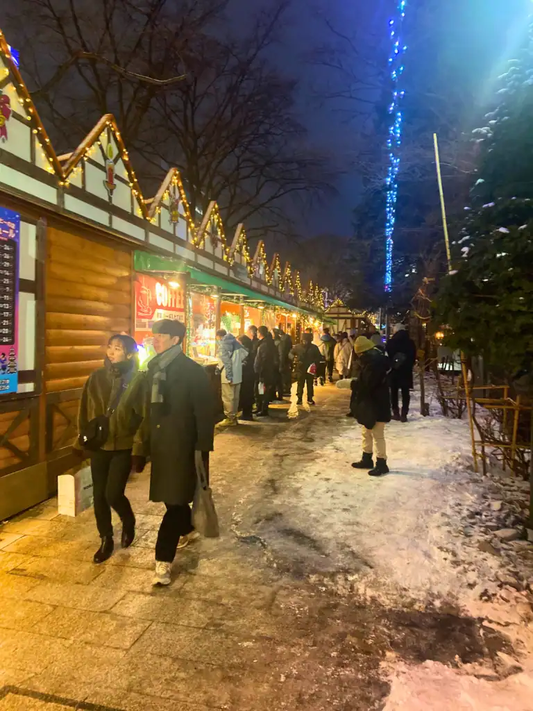 A German-themed Christmas Market in snowy Sapporo